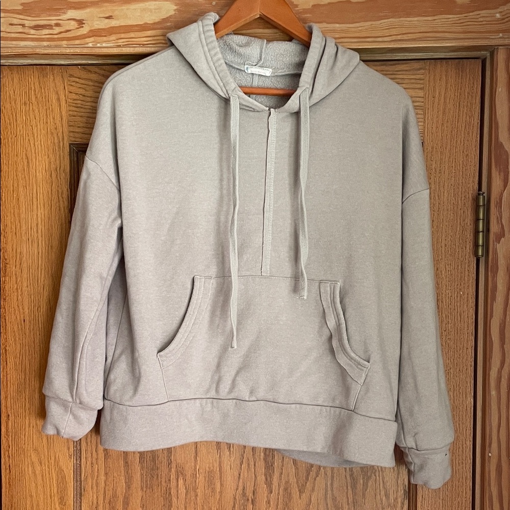 Free People Tanish-Gray Hoodie with Front Pocket